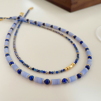 Ogrlica – Lapis lazuli perle, ručna izrada, lanac od prirodnih kamenja, Qingdao, težina 0.03