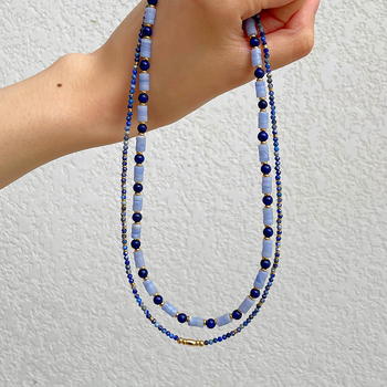 Ogrlica – Lapis lazuli perle, ručna izrada, lanac od prirodnih kamenja, Qingdao, težina 0.03