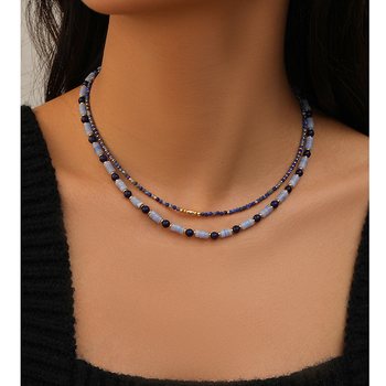Ogrlica – Lapis lazuli perle, ručna izrada, lanac od prirodnih kamenja, Qingdao, težina 0.03