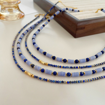 Ogrlica – Lapis lazuli perle, ručna izrada, lanac od prirodnih kamenja, Qingdao, težina 0.03