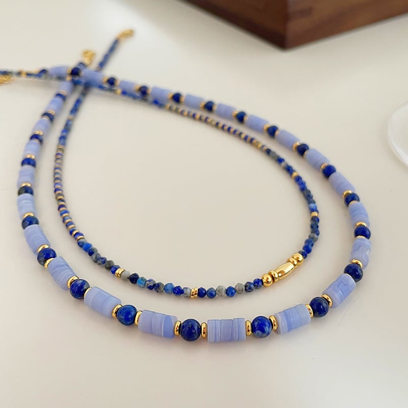 Ogrlica – Lapis lazuli perle, ručna izrada, lanac od prirodnih kamenja, Qingdao, težina 0.03