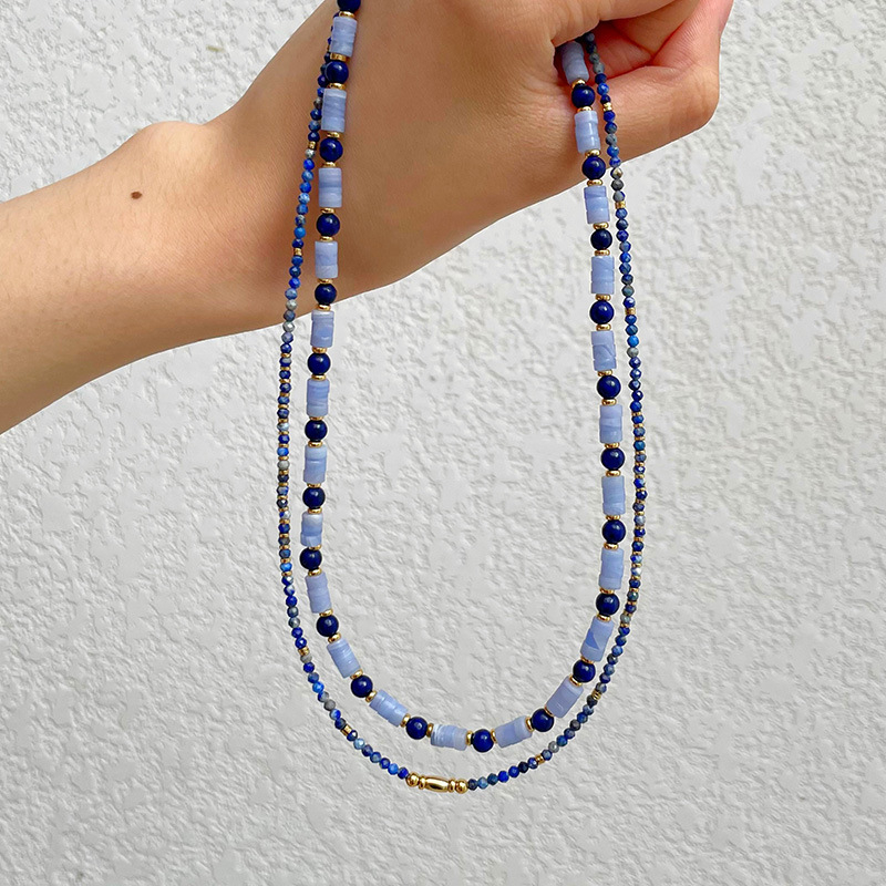 Ogrlica – Lapis lazuli perle, ručna izrada, lanac od prirodnih kamenja, Qingdao, težina 0.03