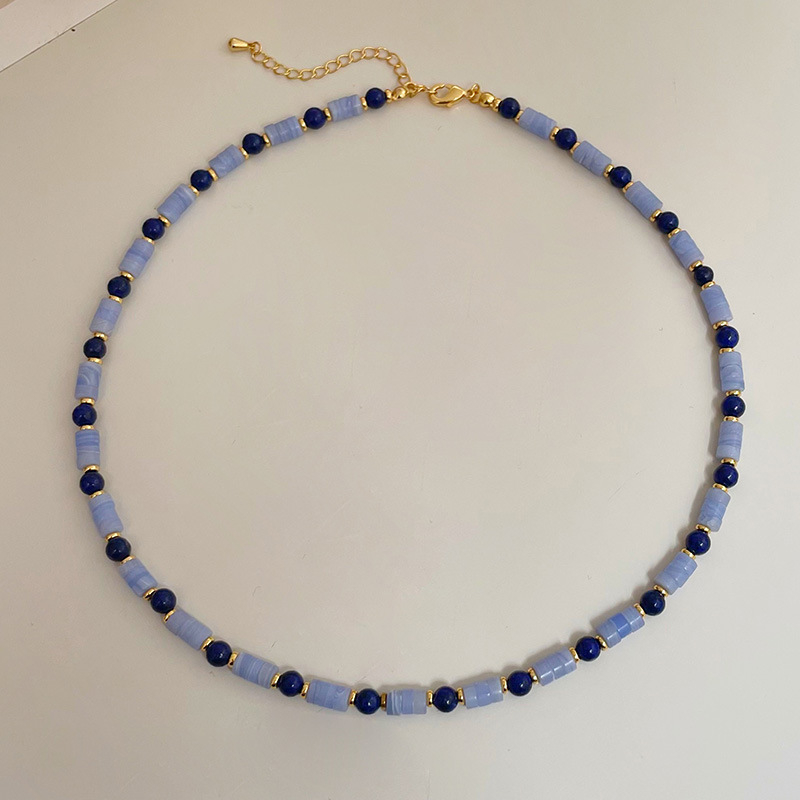 Ogrlica – Lapis lazuli perle, ručna izrada, lanac od prirodnih kamenja, Qingdao, težina 0.03
