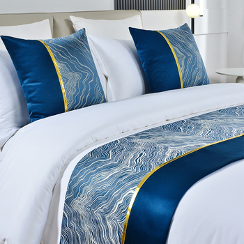 Șal pentru marginea patului și pernă – stil minimalist modern, model geometric abstract, stil hotelier, personalizare disponibilă, calitate de primă clasă