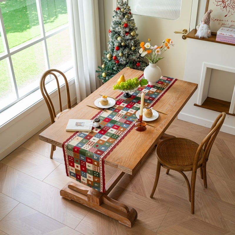 Дълга декоративна пътека за маса за Коледа с жакардова тъкане, модел карикатури/аниме, 80% полиестер, 20% памук, марка Youzhuo, подходяща за дневна, спалня, кабинет, трапезария, балкон