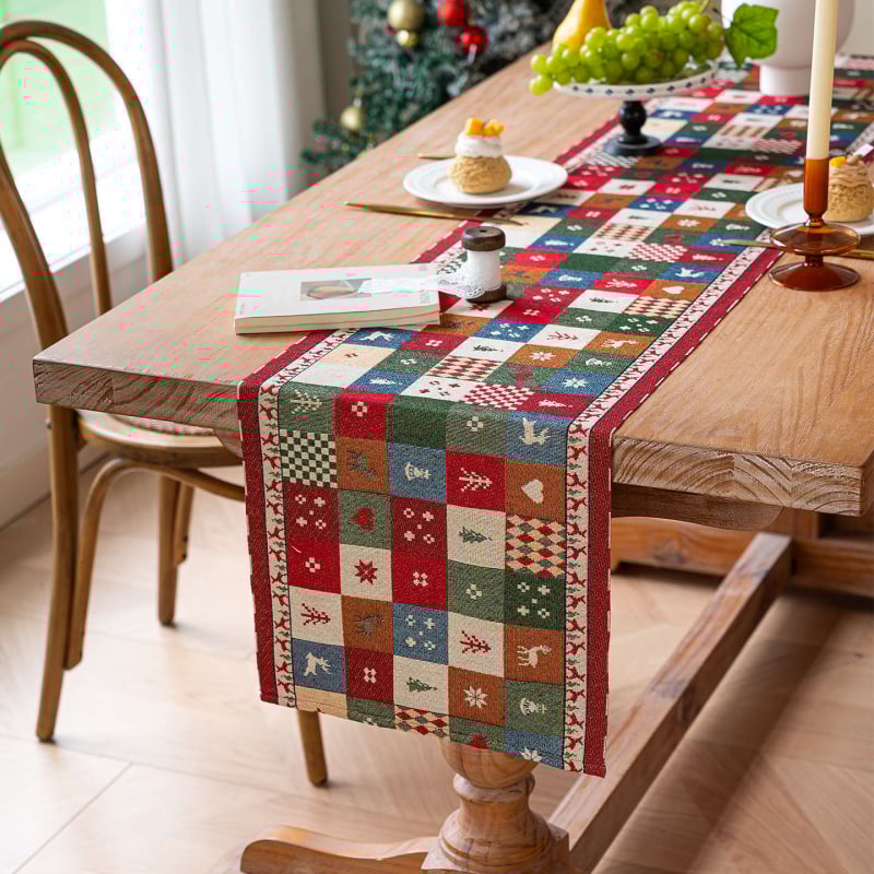 Дълга декоративна пътека за маса за Коледа с жакардова тъкане, модел карикатури/аниме, 80% полиестер, 20% памук, марка Youzhuo, подходяща за дневна, спалня, кабинет, трапезария, балкон
