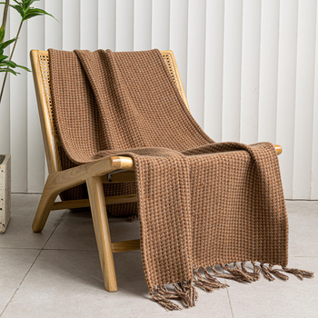 Covoraș decorativ pentru marginea patului, tricotat, cu ciucuri - tricot tweed, stil hotelier, minimalist modern, personalizare disponibilă, logo imprimat