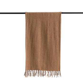 Covoraș decorativ pentru marginea patului, tricotat, cu ciucuri - tricot tweed, stil hotelier, minimalist modern, personalizare disponibilă, logo imprimat