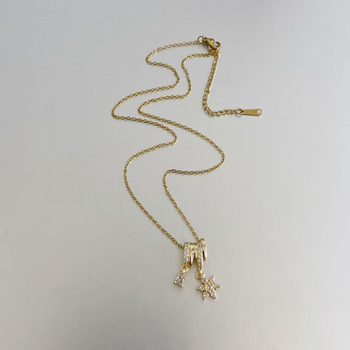 Colier clavicular din oțel inoxidabil, lanț în formă de O, lungime 41–50 cm, pandant din cupru, placare electrolitică