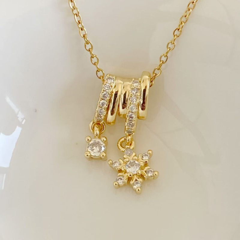 Colier clavicular din oțel inoxidabil, lanț în formă de O, lungime 41–50 cm, pandant din cupru, placare electrolitică