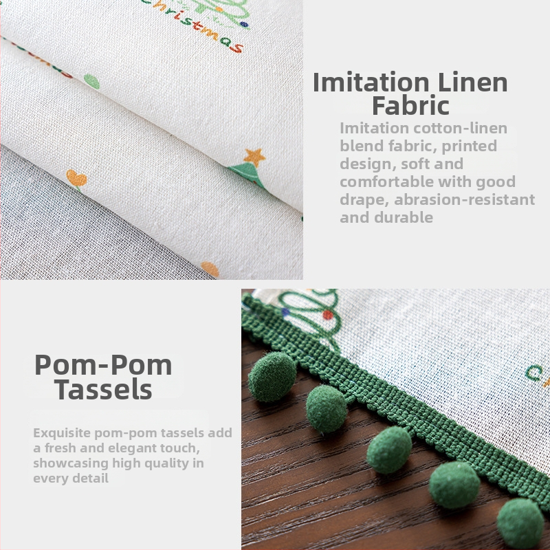 Stolová vlajka s potlačou Vianočný snehuliak s strapcami, 100% polyester