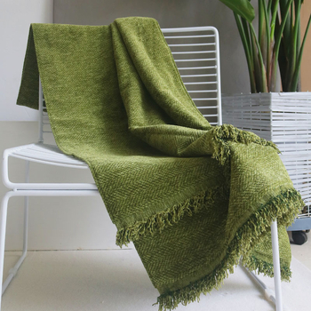 Тасел покривка за края на леглото - едноцветен модел, Нов китайски стил, 2–5% свиване, флис одеяло