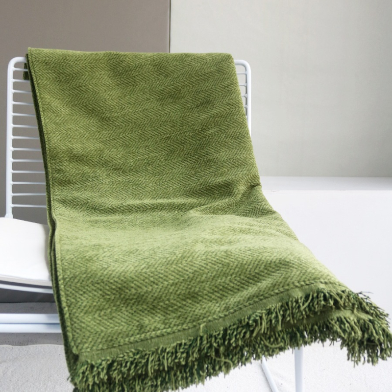 Тасел покривка за края на леглото - едноцветен модел, Нов китайски стил, 2–5% свиване, флис одеяло