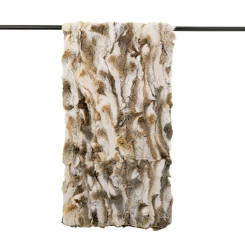 Pătură din blană de iepure, galben-maroniu, stil hotel, serie modele animale (Material: blană de iepure; Stil: serie modele animale; Model: alt; Poziționare stil: hotel)