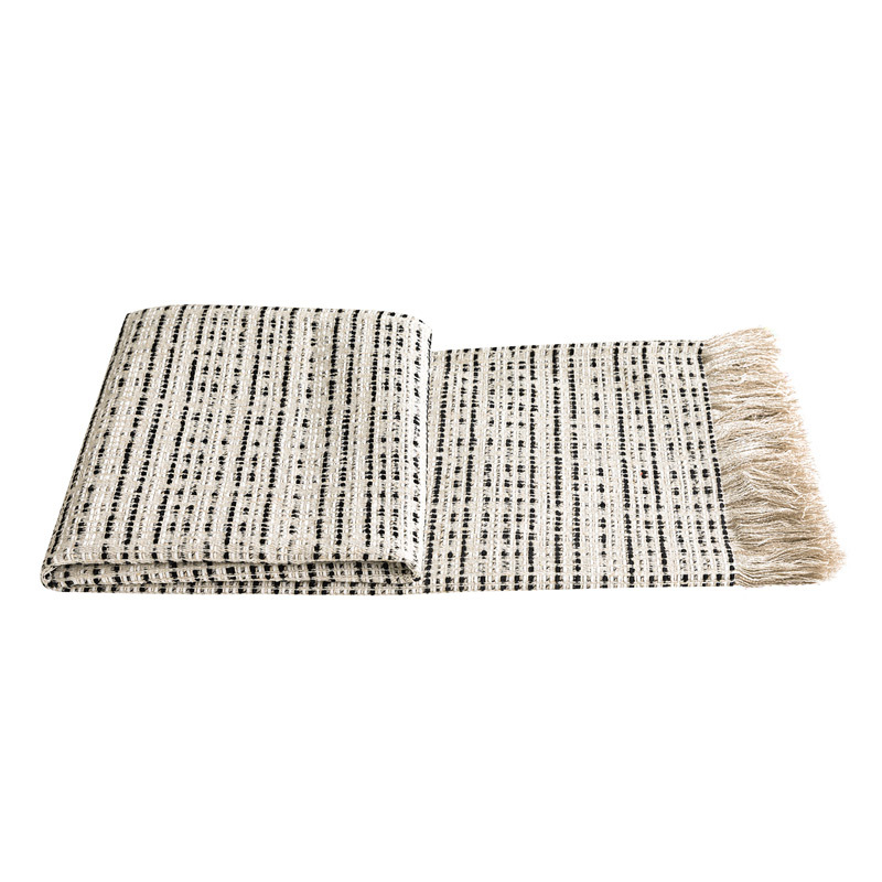 Covoraș pentru marginea patului cu ciucuri - poliester, stil minimalist modern hotelier, personalizabil