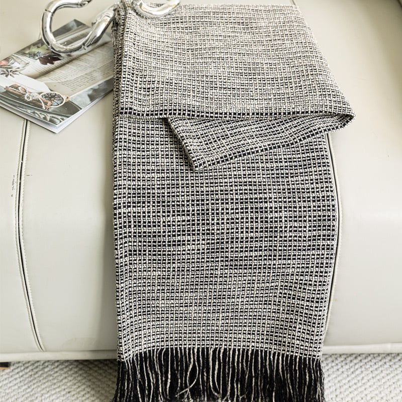 Pătură pentru canapea cu dungi, din amestec de bumbac și poliester, stil hotelier