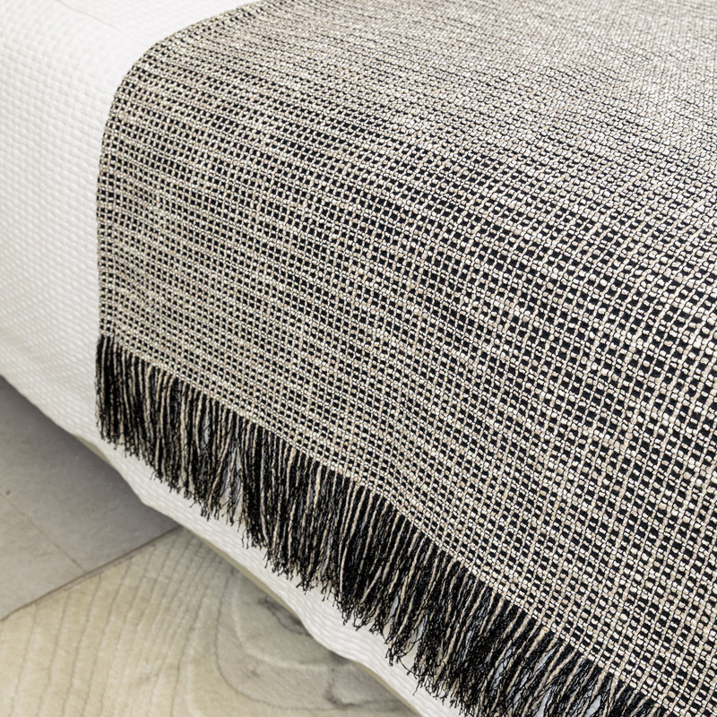 Pătură pentru canapea cu dungi, din amestec de bumbac și poliester, stil hotelier