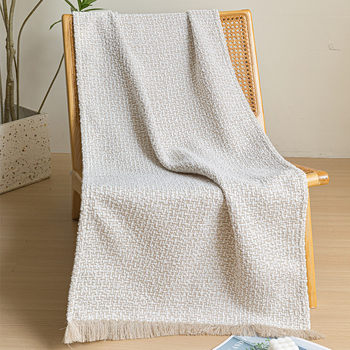 Ćebe s resicama i kružnom teksturom - hotelski stil, moderni minimalistički, prilagodljivo, tiskano logo, premium