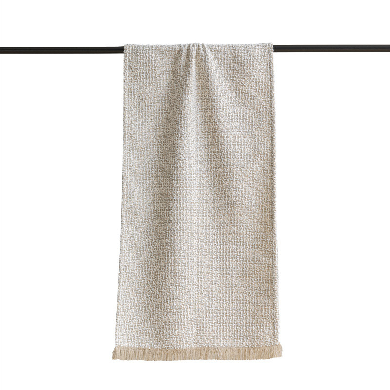 Ćebe s resicama i kružnom teksturom - hotelski stil, moderni minimalistički, prilagodljivo, tiskano logo, premium