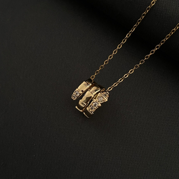 Colier din cupru cu lanț în formă de O, design multistrat, pandant din cupru, finisaj electroplacat, stil minimalist geometric