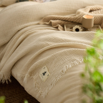 Многофункционално одеяло; Материал: 100% памук в основна нишка; 10% лен + 90% памук в утъкваща нишка; Модел: едноцветно; Стил: японски; За всички сезони