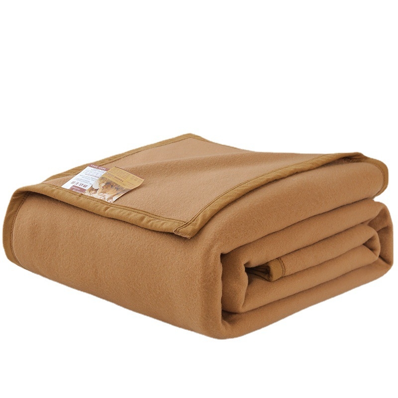 Deka Wool-Cashmere - tmavo khaki, jednofarebná, polyesterový fleec, 500–799 g, rozmer postele 180–220 cm
