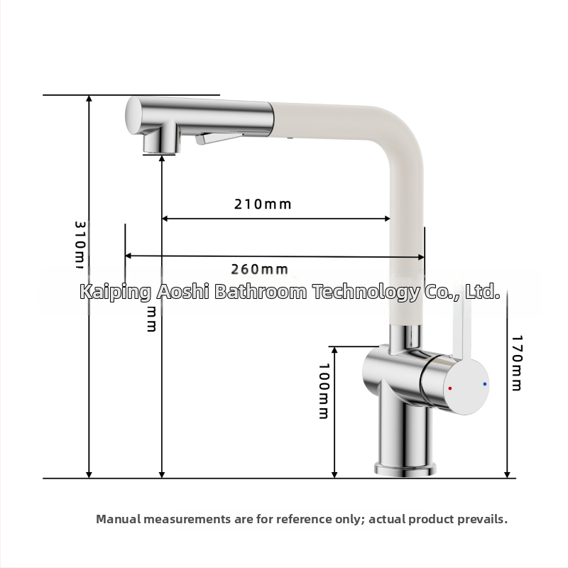 Robinet de bucătărie cu extensie, din cupru, supapă cu disc ceramic, conductă PEX încorporată, intrare/ieșire 2,0 cm