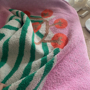 Cuvertură pentru canapea cu finisaj semi-catifea, material poliester, model cu dungi, vară ușoară, stil floral