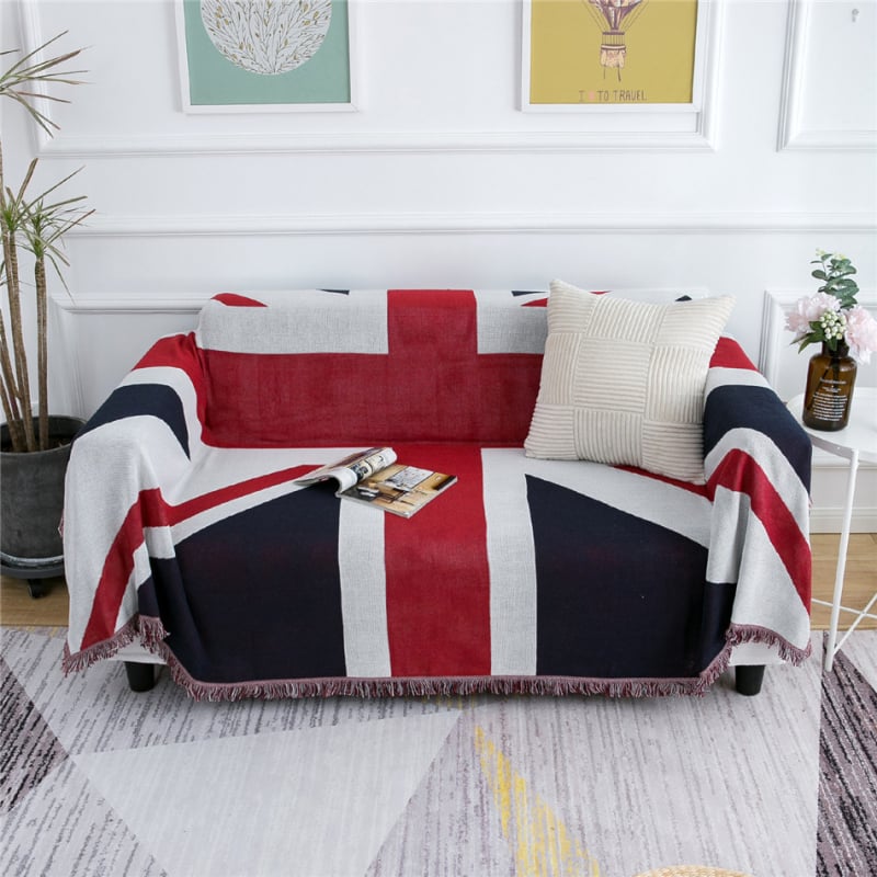 Pătură pentru canapea în stil american, groasă, acoperire completă, model cu dungi, material amestecat, compatibilă cu canapelele modulare, stil minimalist, tip pernă, personalizabil