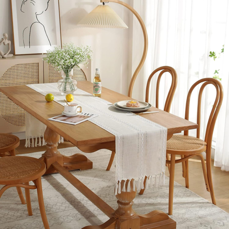 Флаг за маса с пискюли – Nordic стил платнена покривка за маса за хранене, дневна и спалня