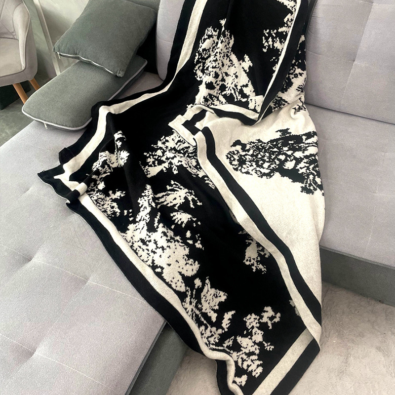 Плетено одеяло за диван с геометричен модел, полиестер, около 400 г, подходящо за пролет и есен, свиване 3–5%