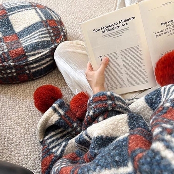 Dvoslojna vunena deka za ured i odmor – karirani dizajn, pogodna za kauč, krevet ili automobil | Marka Qiu yumin, Šifra proizvoda 1023804825, Zapadni stil, Ostale deke i fleece deke