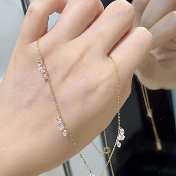 Colier din argint 925 cu lanț plat transversal, pandant geometric în formă de picătură de cristal, 2 g, stil rece