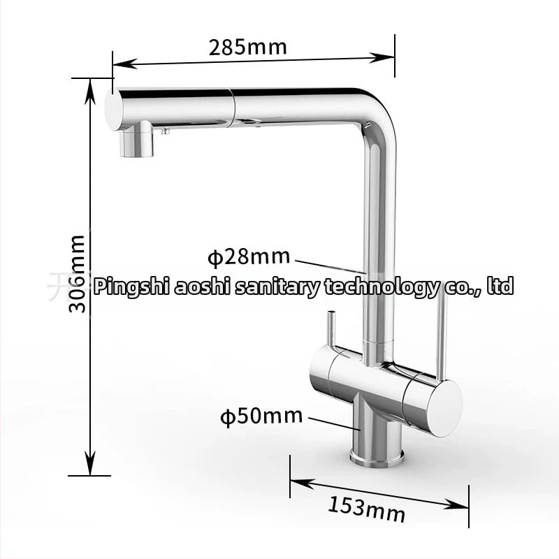 Kuhinjska slavina s izvlačnim nastavkom, bakrena, model S08, ugrađena PEX cijev