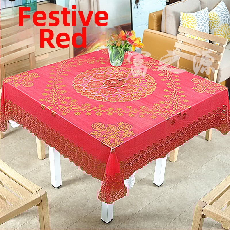 PVC kvadrātiskais galdauta klājs, jauna ķīniešu stila, biezs un ūdensizturīgs, piemērots konferenču galdiem un biroja galdiem (PVC, kvadrātiskais, biezs, ūdensizturīgs)