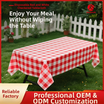 Jinshun τραπεζομάντηλο μίας χρήσης - PEVA, plaid μοτίβο, τετράγωνο σχήμα, πάχος 0,03 mm