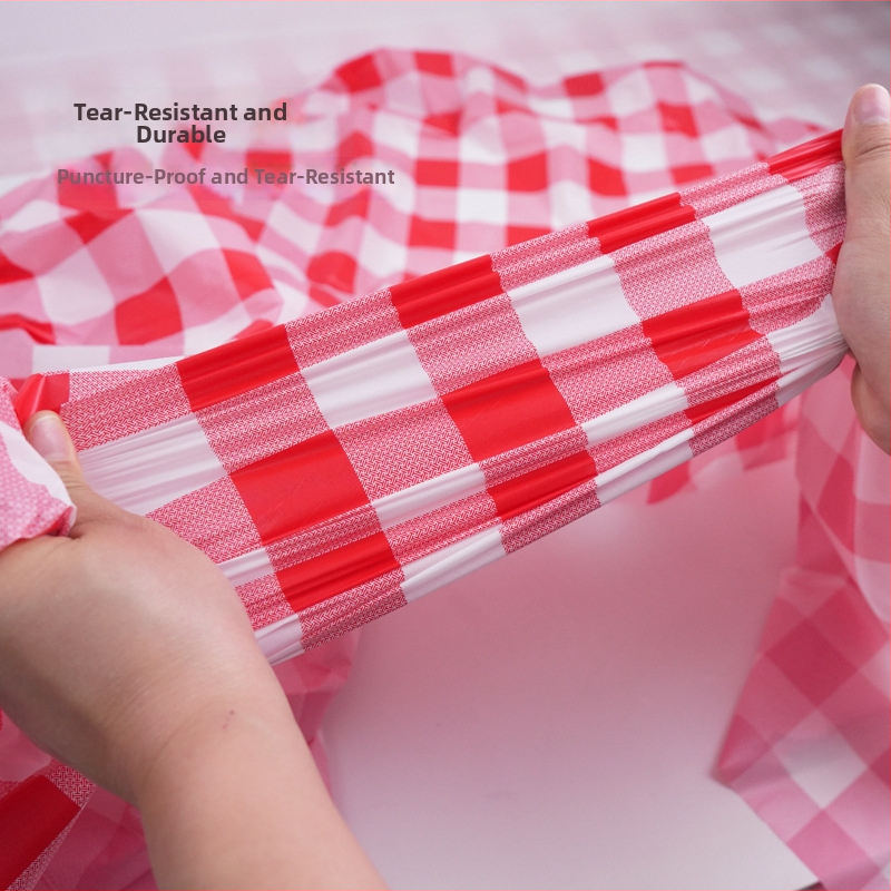 Jinshun vienreizējās lietošanas galda klājums - PEVA, plaid raksts, kvadrātveida forma, biezums 0,03 mm