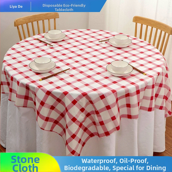 Μίας χρήσης πλαστικό τραπεζομάντηλο σε ορθογώνιο σχήμα, παχύ, αδιάβροχο και ανθεκτικό στο λάδι, καρό σχέδιο, προσαρμόσιμο για ξενοδοχεία και εστιατόρια