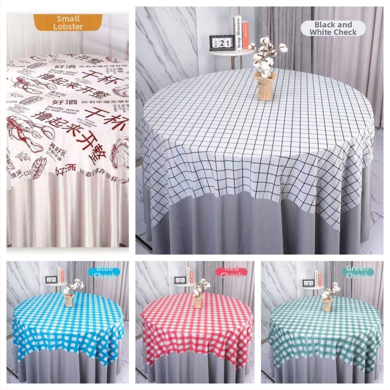 Vienreizējā galdauta segums, plastmasas (PE/polyethylene), raksts rūtains (plaid), taisnstūra forma, INS stils, zīmols Qi lu