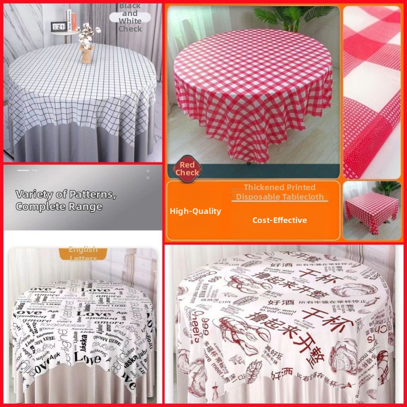 Vienreizējā galdauta segums, plastmasas (PE/polyethylene), raksts rūtains (plaid), taisnstūra forma, INS stils, zīmols Qi lu