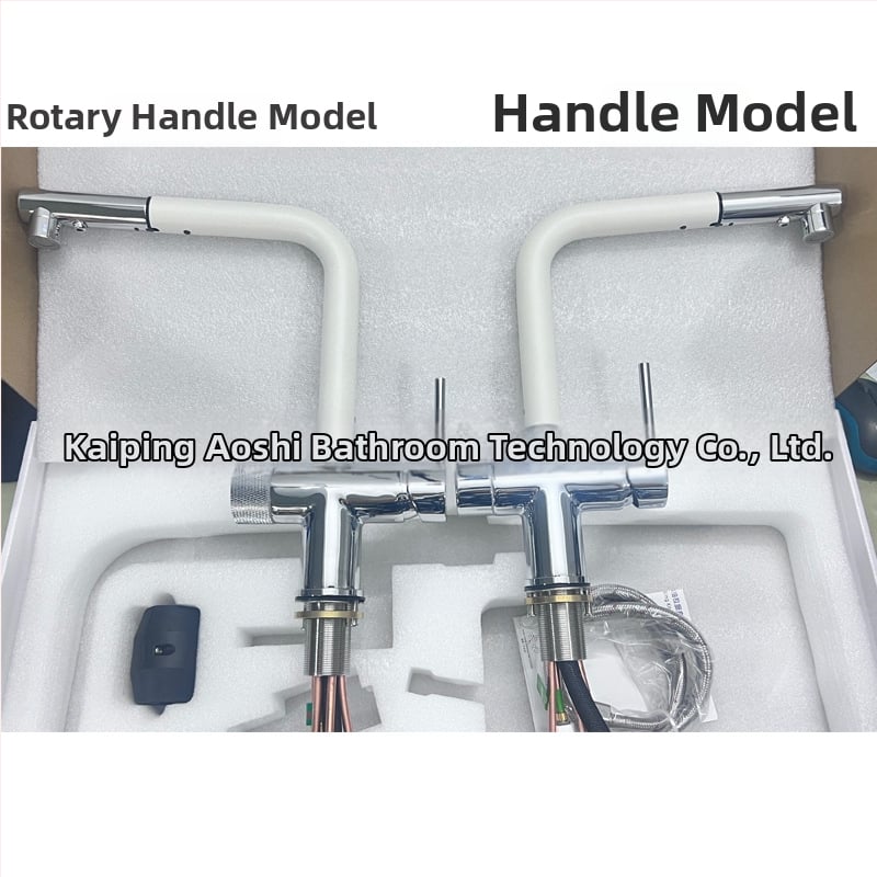 Bakrena izvlačna kuhinjska slavina S08, keramički disk ventil, PEX ugrađene cijevi