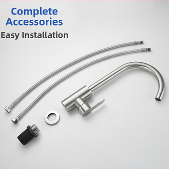 Nerūdijančio plieno virtuvės elektrinis karšto ir šalto vandens čiaupas, modelis 11629, šlifuotas paviršius, keraminių disko vožtuvas