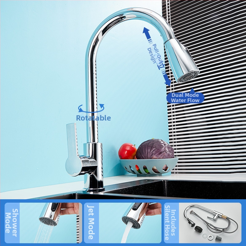 Nerūdijančio plieno virtuvės elektrinis karšto ir šalto vandens čiaupas, modelis 11629, šlifuotas paviršius, keraminių disko vožtuvas