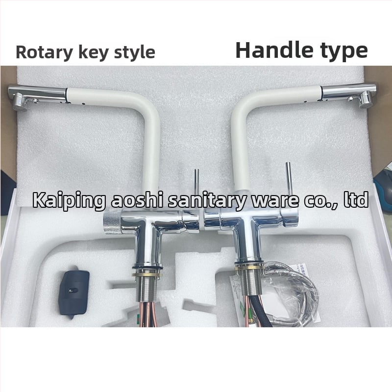 Robinet de bucătărie cu ieșire retractabilă, corp din cupru, model S08, robinet cu disc ceramic, 2,0 cm intrare/ieșire, finisaj electroplatinat