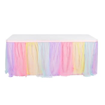 Vjenčana stolna suknja – mrežasta, pravokutnog oblika, prugast uzorak