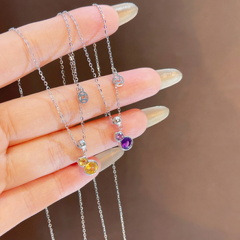 Ogrlica od srebra 925 s prirodnim ametistom, za žene, križni lanac, novi kineski stil