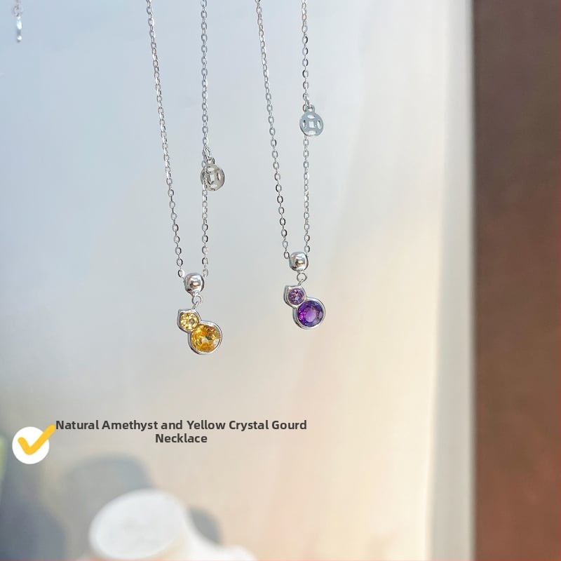 Ogrlica od srebra 925 s prirodnim ametistom, za žene, križni lanac, novi kineski stil