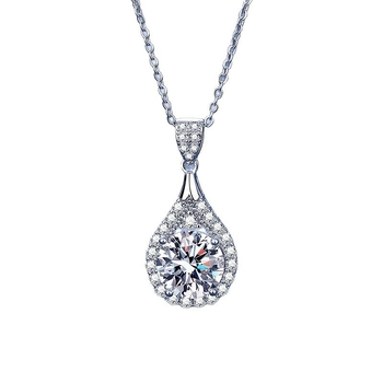 Réz nyaklánc csepp alakú medállal, kevert kövek beállítással, elektroplattolt felület, O-lánc, koreai stílus