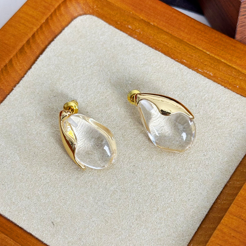 Set nakita: ogrlica s kristalom i kapljastim naušnicama, zlatno-pozlaćeni bakreni elementi, voskovana užadna ogrlica, casual stil