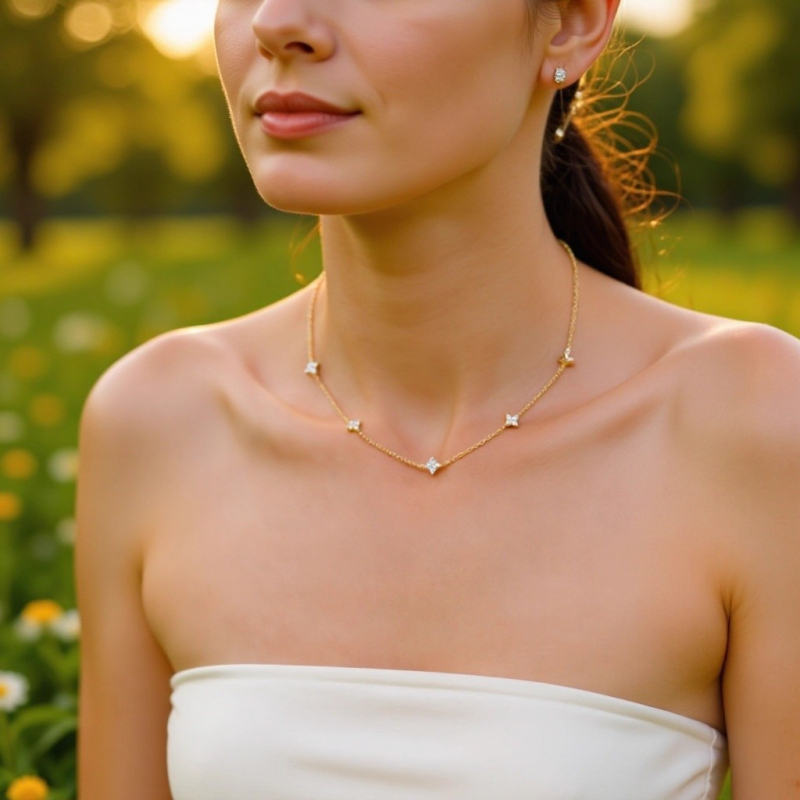 Ogrlica s privjeskom u obliku zvijezde od legure, na plosnom križnom lancu, elektroplatirano, unisex, casual stil.